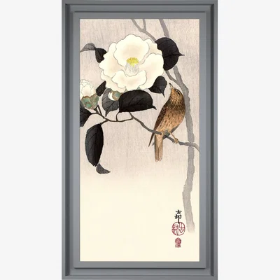 Dunelm The Art Group Songbird Flowering Camellia Framed Print MultiColoured