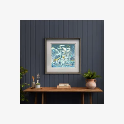 Dunelm Nut Luan Iris Framed Print Brown