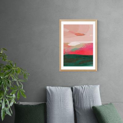 Dunelm East End Prints Green & Pink Abstract II Framed Print Pink