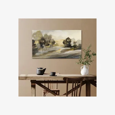 Dunelm Rustic Landscape by Silvia Vasileva Framed Canvas Gold