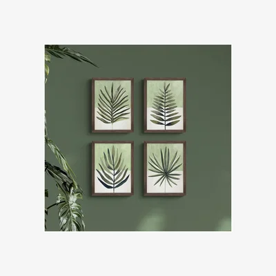 Dunelm Set of 4 Verging Palm Framed Prints Green