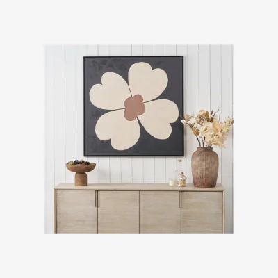 Dunelm Brown & Natural Large Flower Framed Canvas