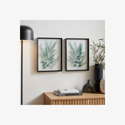 Dunelm Set of 2 Fern Framed Prints Green