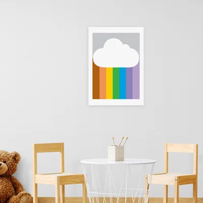 Dunelm East End Prints Rainbow Cloud Print White/Blue/Yellow