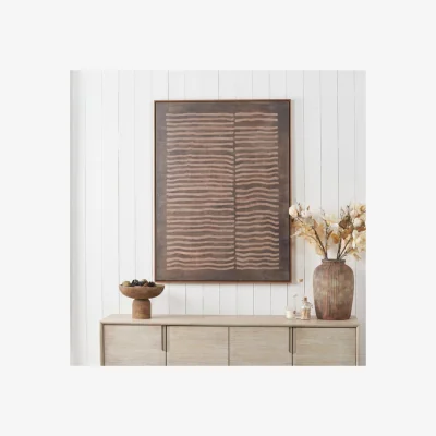 Dunelm Brown & Natural Linear Design Framed Canvas