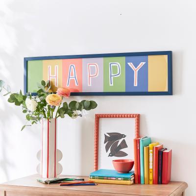 Dunelm Happy Framed Print 85x22cm MultiColoured