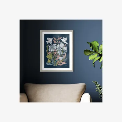 Dunelm Cedar & Sage Chorus Floral Framed Print Grey