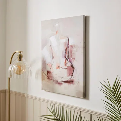 Dunelm Abstract Nude Lady Canvas 50x70cm Pink