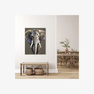 Dunelm Cedar & Sage Mighty Elephant Framed Canvas Gold
