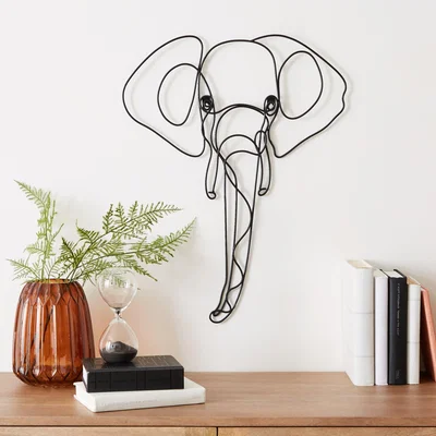 Dunelm Elephant Wire Wall Art Black