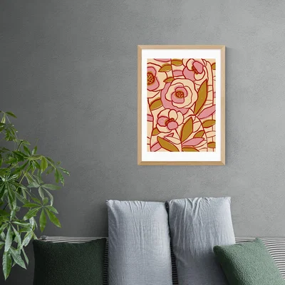 Dunelm East End Prints Rose Garden II Print Brown