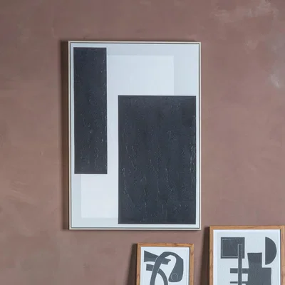 Dunelm Space II Abstract Framed Canvas Black and white