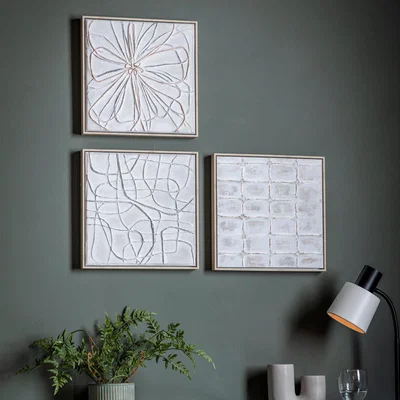Dunelm Set of 3 Montro Textured Art MultiColoured