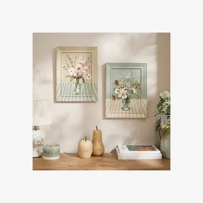 Dunelm Set Of 2 Floral Handpainted Wall Art