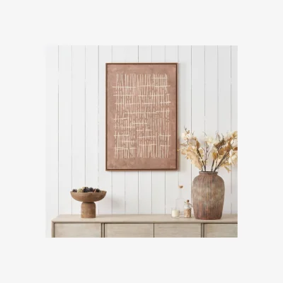 Dunelm Brown & Natural Abstract Linear Design Framed Canvas