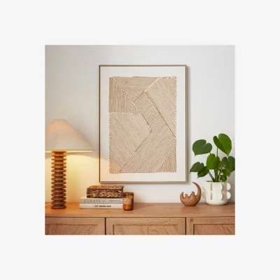 Dunelm Wicker String Embroidered Framed Canvas