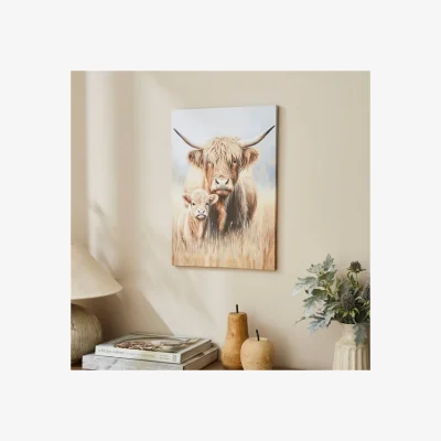 Dunelm Highland Cow & Baby Canvas