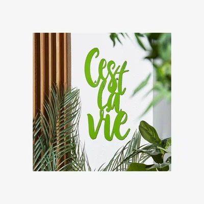 Dunelm Riviera Cest La Vie Indoor and Outdoor Metal Wall Art Green