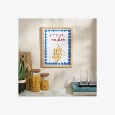 Dunelm Eat Pasta Run Fasta Framed Print