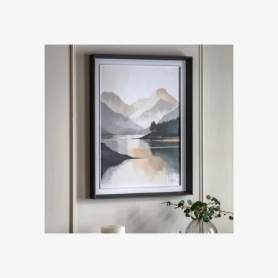 Dunelm Cedar and Sage Mountain Mirrors Framed Canvas