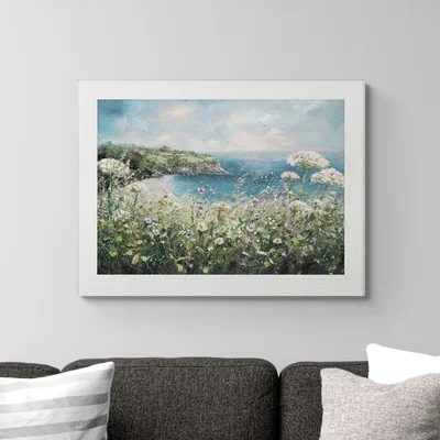 Dunelm Blackpool Sands, Devon Framed Print White