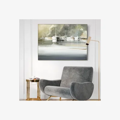 Dunelm Marina Morning by Craig Trewin Penny Framed Canvas Gold