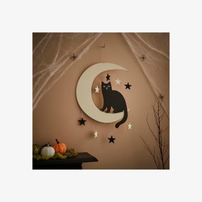 Dunelm Wooden Cat and Moon Wreath