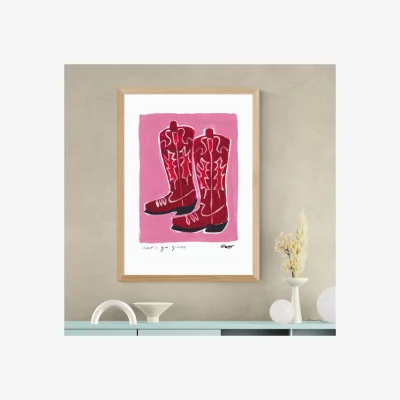 Dunelm East End Prints Cowboy Boots Framed Print