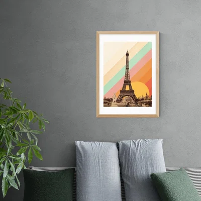 Dunelm East End Prints Paris Rainbow Print Green/Pink/Orange