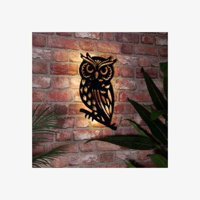 Dunelm Metal Owl Solar Wall Art
