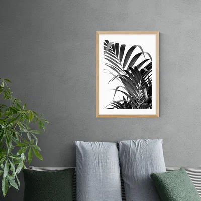 Dunelm East End Prints Palm Leaf 02 Print Black and white