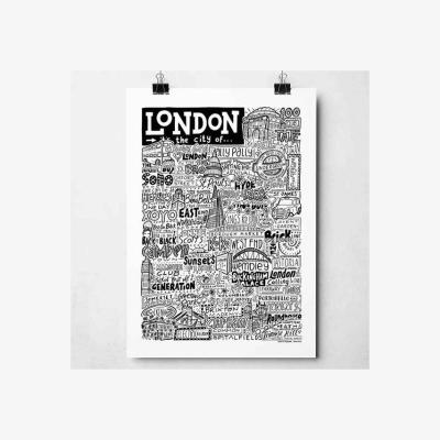 Dunelm Sketchbook Design London Landmarks Framed Print