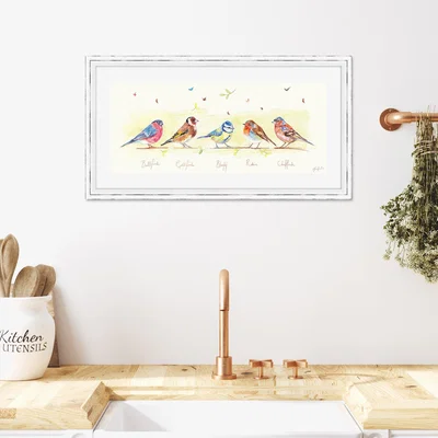 Dunelm The Art Group Line Of Garden Birds Framed Print MultiColoured