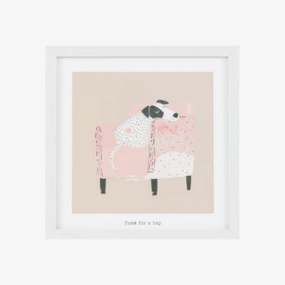 Dunelm Cedar & Sage Paws For A Nap Framed Print