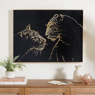 Dunelm Leopard Gold Foil and Suede Canvas Black