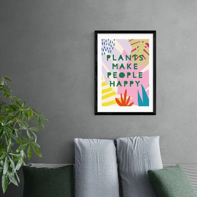 Dunelm East End Prints Plants Make People Happy Print MultiColoured