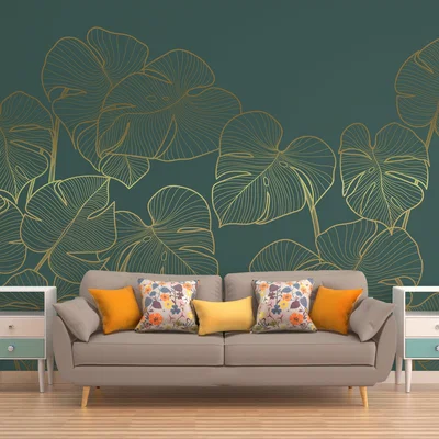 Dunelm Leaves Mural Emerald Mural Green