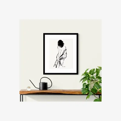 Dunelm Sketched Nudes I Framed Print Black and White