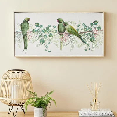 Dunelm Sanctuary Parakeets Boxed Canvas MultiColoured