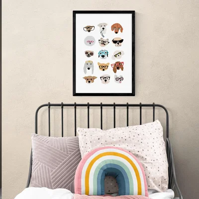 Dunelm East End Prints Dogs in Glasses Print MultiColoured