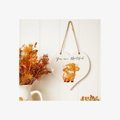 Dunelm Country Living Highland Cow You are Mootiful Heart Shaped Plaque