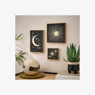 Dunelm Set of 3 Celestial Framed Canvases