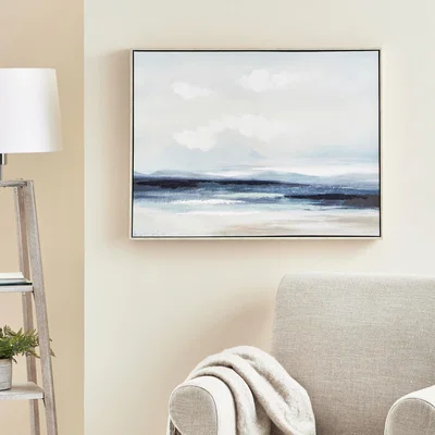 Dunelm Seascape Boxed Canvas Blue and White