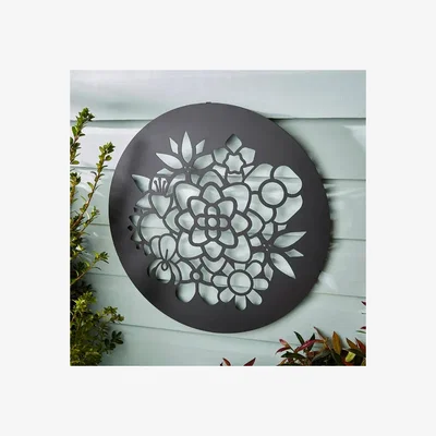 Dunelm Indoor Outdoor Metal Flower Wall Art 45cm Black