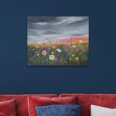 Dunelm The Art Group Sunset Over Wildflowers Canvas MultiColoured