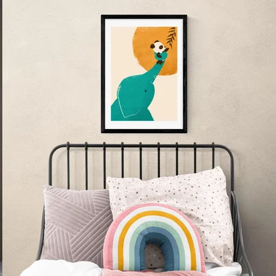 Dunelm East End Prints Panda's Little Helper Print Blue/Yellow