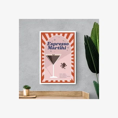 Dunelm Espresso Martini Framed Print Pink