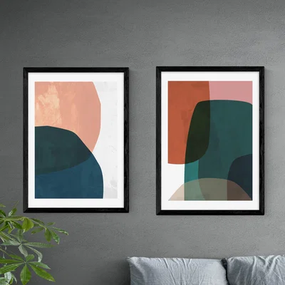 Dunelm Set of 2 East End Prints Contrast Prints MultiColoured