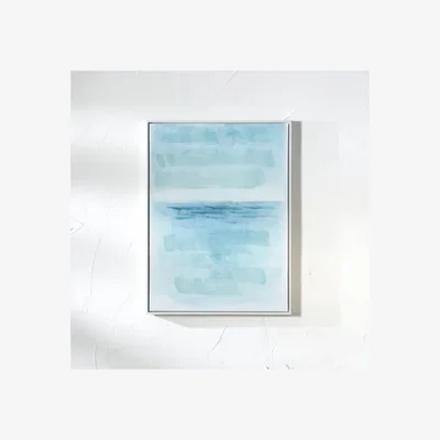 Dunelm Blues Abstract Framed Canvas Blue