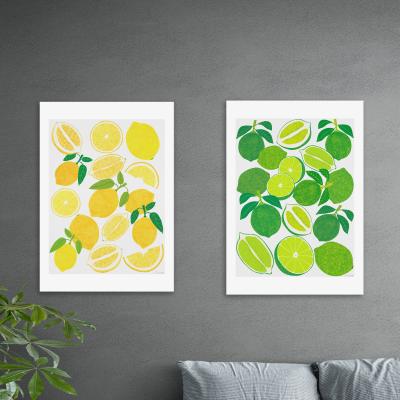 Dunelm Set of 2 East End Prints Lemon & Lime Prints White/Yellow/Green